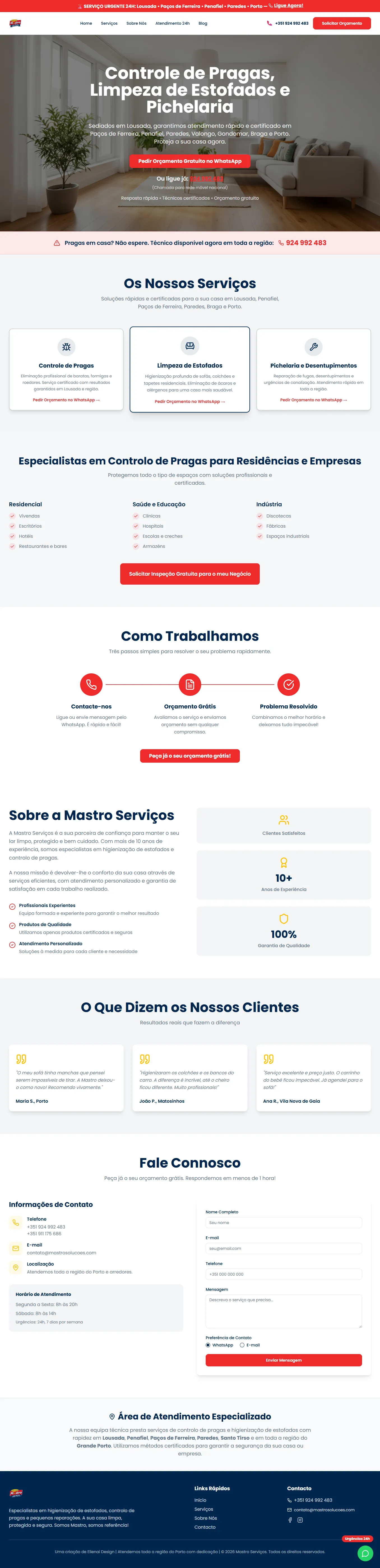 Site Mastro Soluções criado pela Elienai