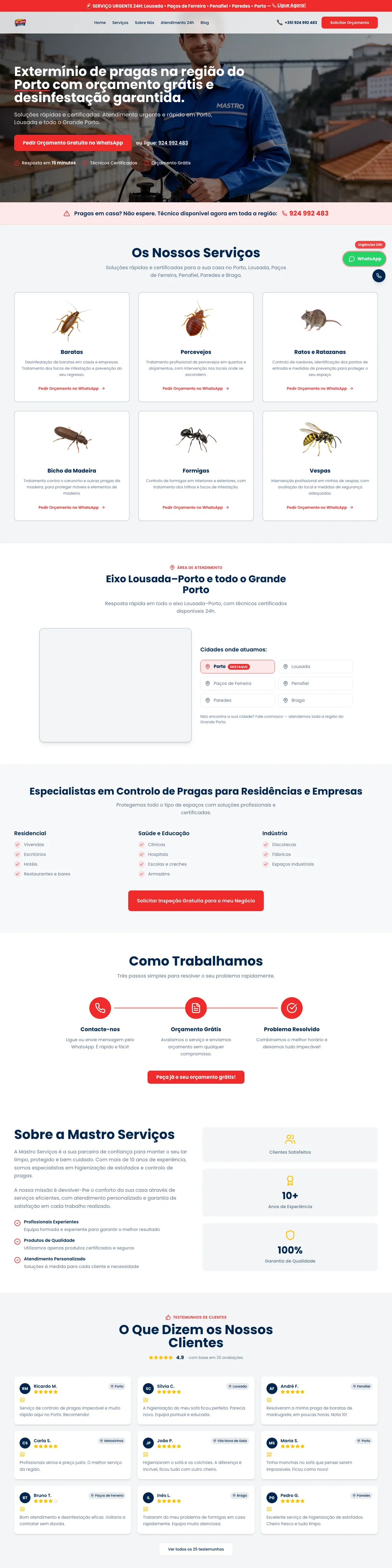 Mastro Soluções website page