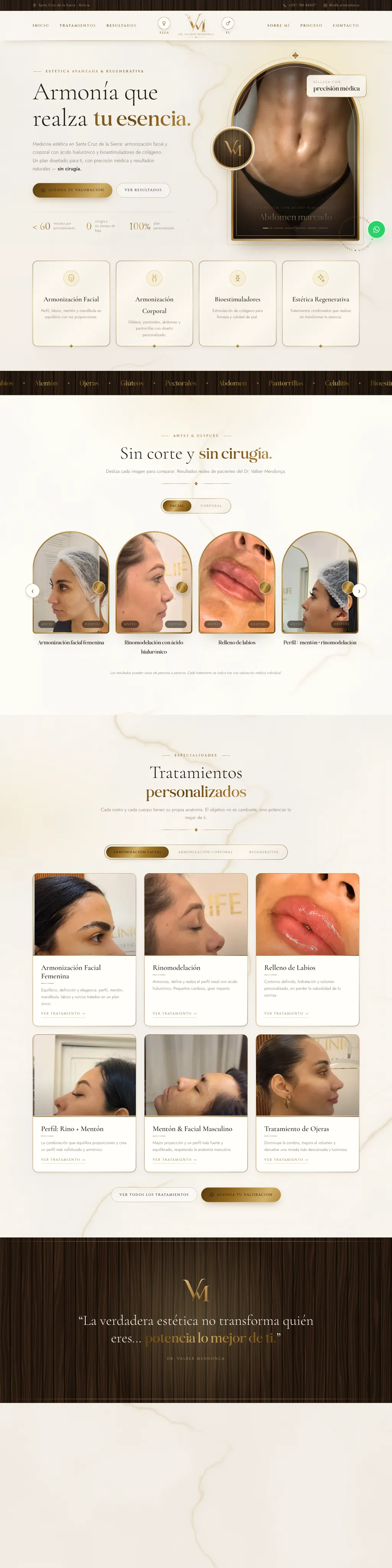 Dr. Valber Mendonça's website, aesthetic medicine in Santa Cruz de la Sierra